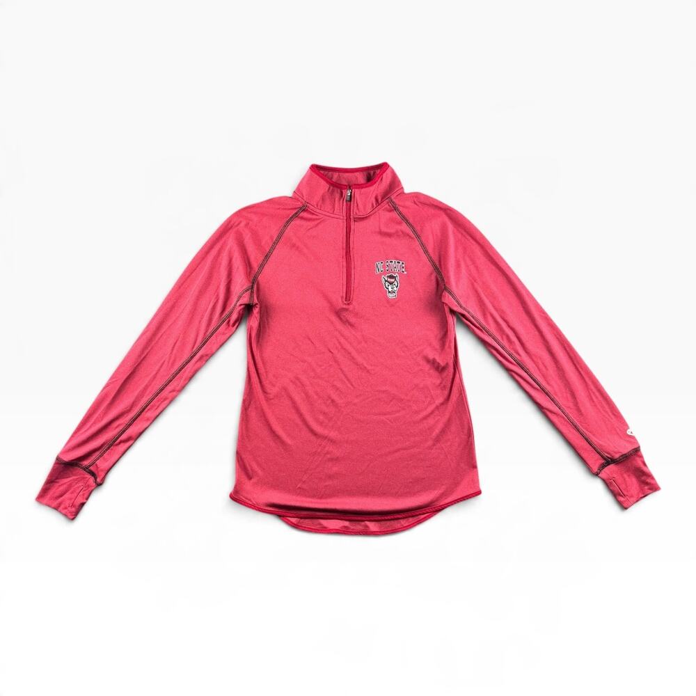 NC State Wolfpack Colosseum Womens L Red Quarter Zip Pullover Thumbholes NCAA